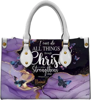 Christian Personalized Leather Handbag – Custom Name Women's Bag, Mother's Day, Birthday, Christmas Gift