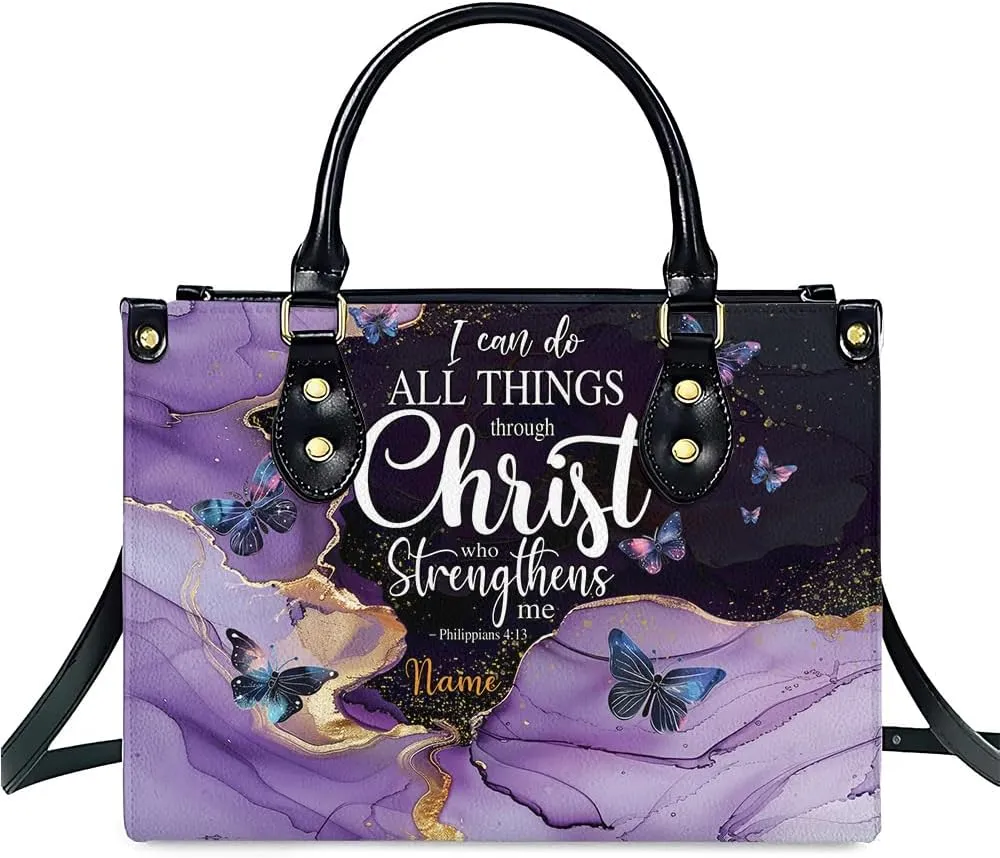 Christian Personalized Leather Handbag – Custom Name Women's Bag, Mother's Day, Birthday, Christmas Gift
