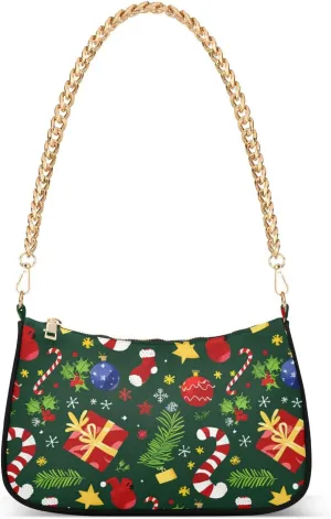 Christmas Deco Holly chain small purses for women crossbody with multi pockets handbag for women for wife