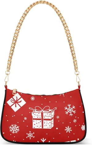 Christmas Motifs Snowflake Box chain cross body bag for woman with multi pockets handbags for traveling