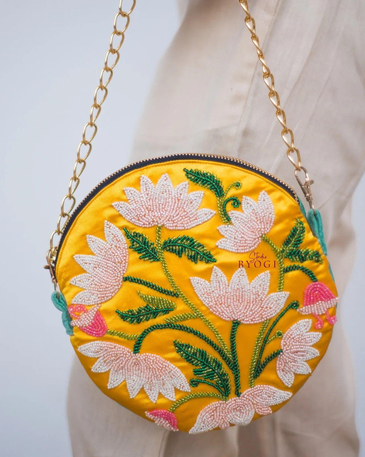 Circular Beadwork Sling Bag