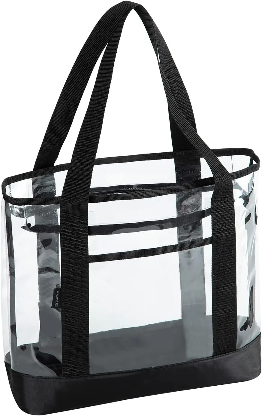 clear tote bag,Purse handle with zipper for work plastic transparent see through women