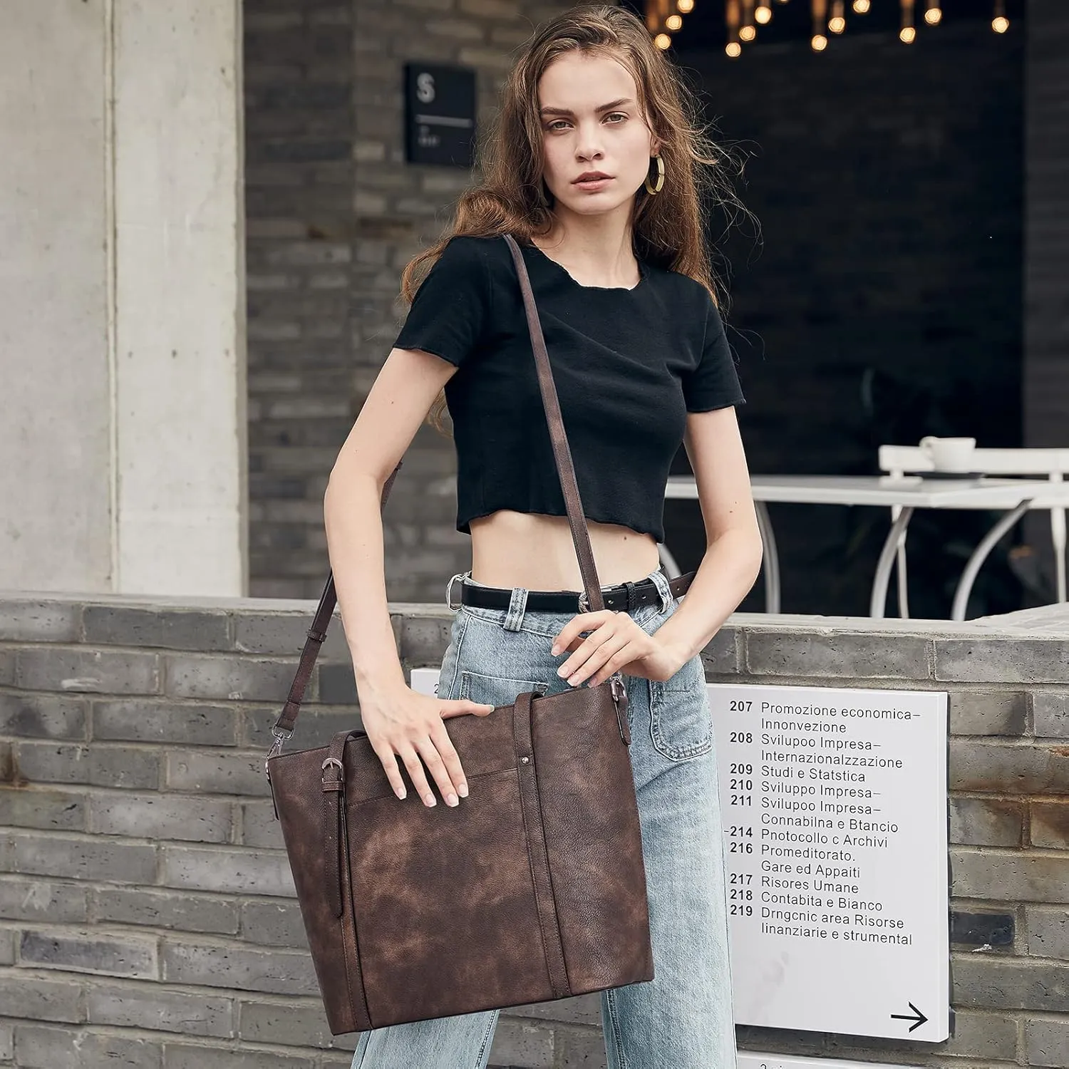 CLUCI Laptop Totes for Women Leather Womens Briefcase 15.6 Inch Computer Shoulder Bag for Work