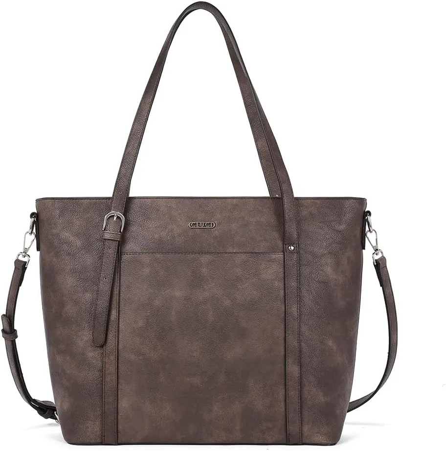 CLUCI Laptop Totes for Women Leather Womens Briefcase 15.6 Inch Computer Shoulder Bag for Work