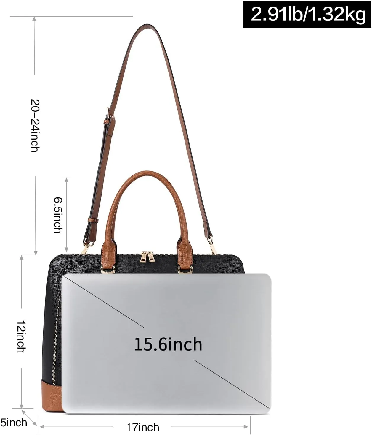 CLUCI Leather Briefcase for Women 15.6 Inch Laptop Business Computer Ladies Stylish Work Handbags Shoulder Bag