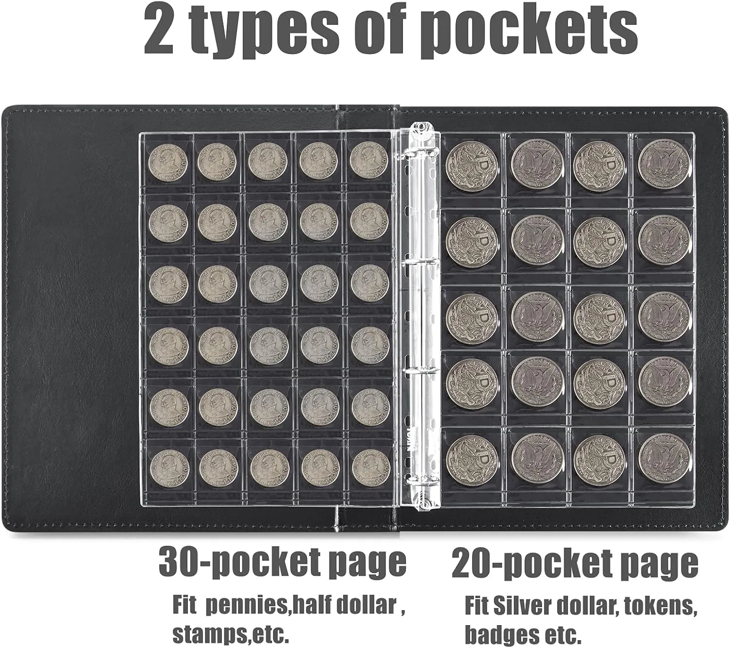 Coin and Currency Collection Book Album, Include 130 Pockets Coin Collecting Book Holder, 60 Pockets Paper Money Currency Collection Supplies Holders