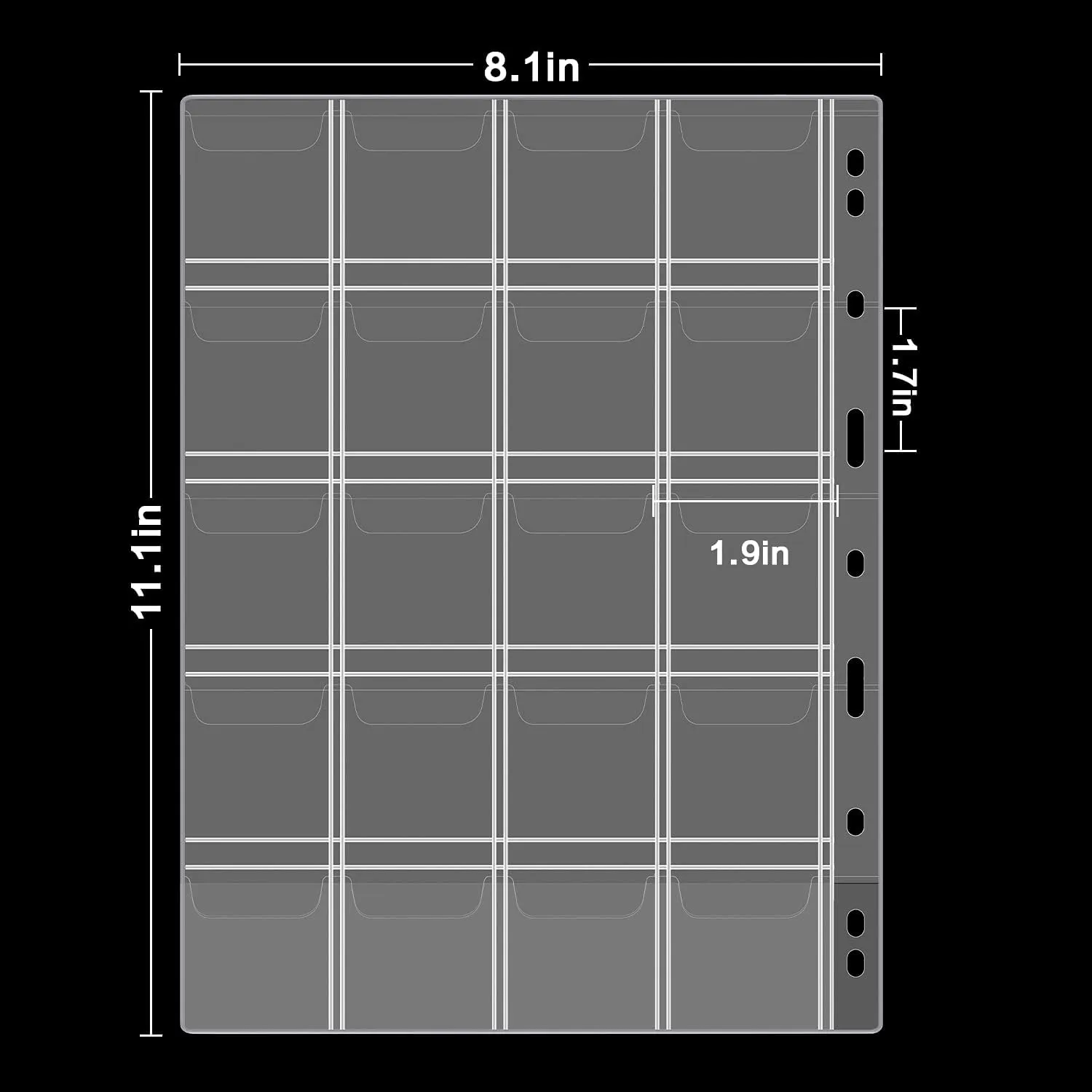 Coin Collection Supplies Pages for Collectors, 12 Sheets Coins Holder Album Book Sleeves, Collecting Binder Protectors for Silver Dollar Bill Quarters Penny Stamp Currency (20 Pockets)