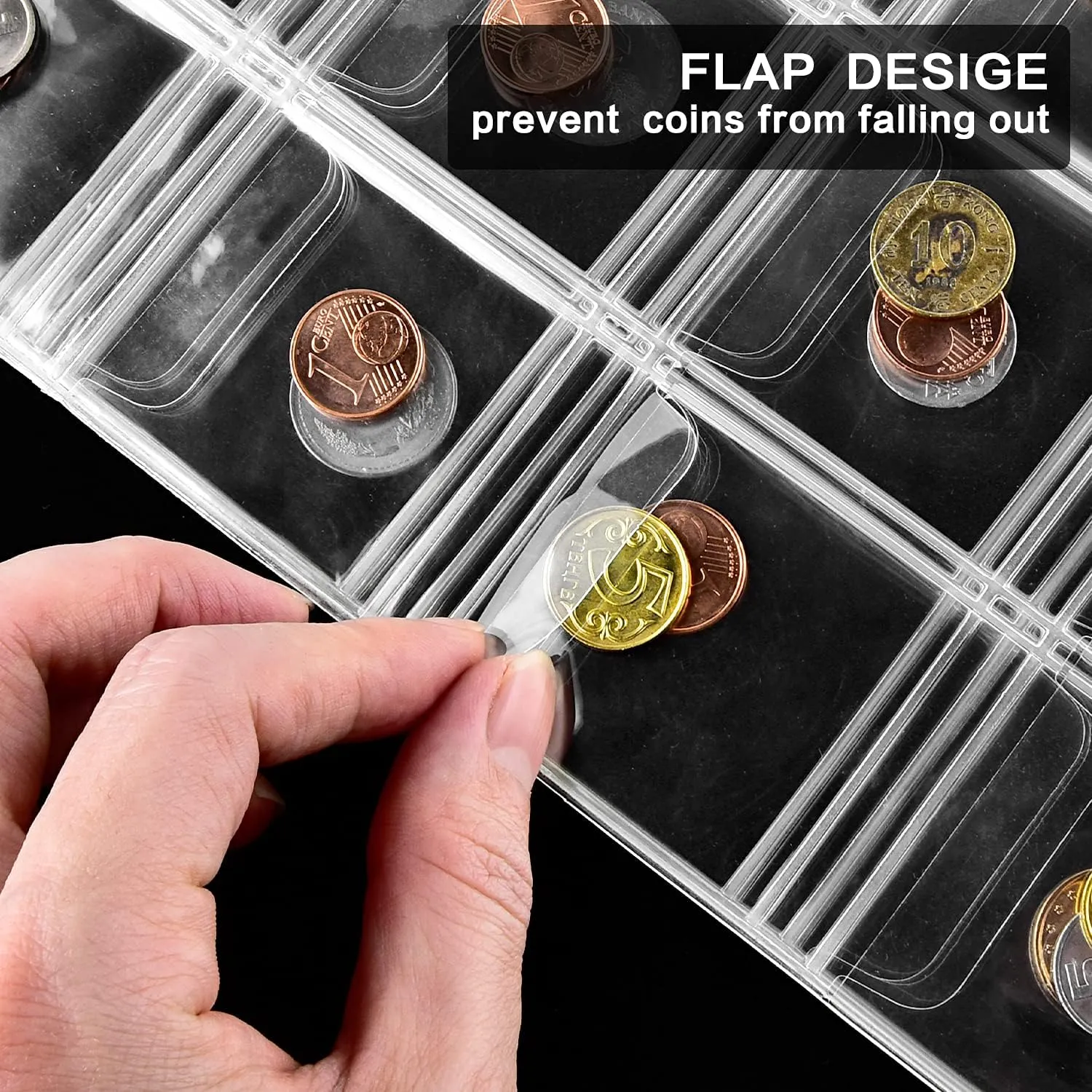 Coin Collection Supplies Pages for Collectors, 12 Sheets Coins Holder Album Book Sleeves, Collecting Binder Protectors for Silver Dollar Bill Quarters Penny Stamp Currency (20 Pockets)