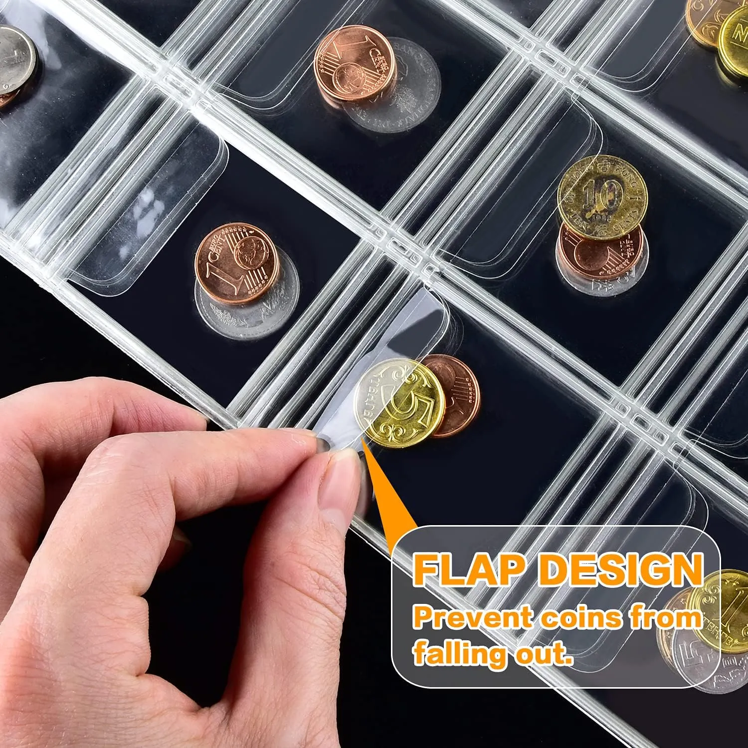 Coin Collection Supplies Pages for Collectors, 12 Sheets Coins Holder Album Book Sleeves, Collecting Binder Protectors for Silver Dollar Bill Quarters Penny Stamp Currency (42 Pockets)
