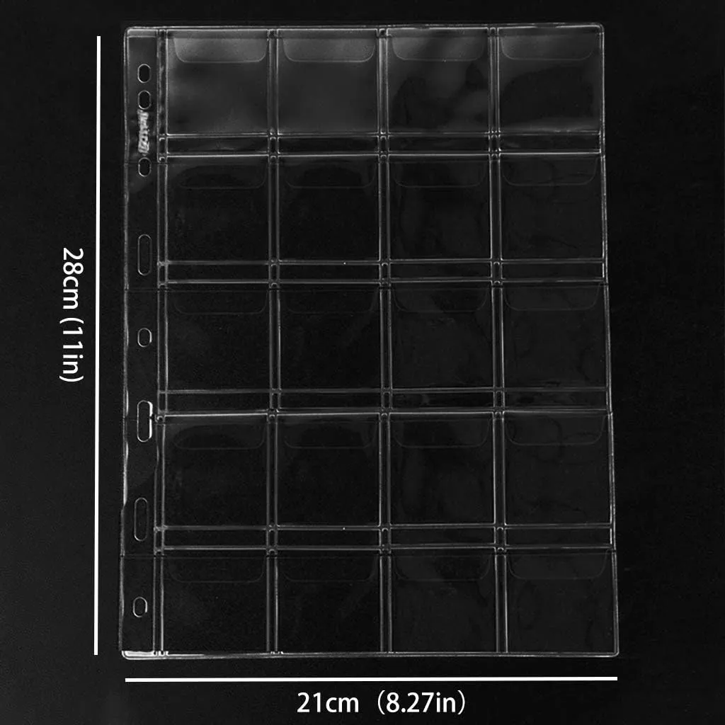 Coin Pocket Pages - 20 Pocket/Sheet Standard 9-Hole Coin Inserts Collecting Sleeves - 10 Sheets CS03120 Series