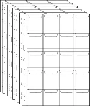 Coin Pocket Pages - 20 Pocket/Sheet Standard 9-Hole Coin Inserts Collecting Sleeves - 10 Sheets CS03120 Series