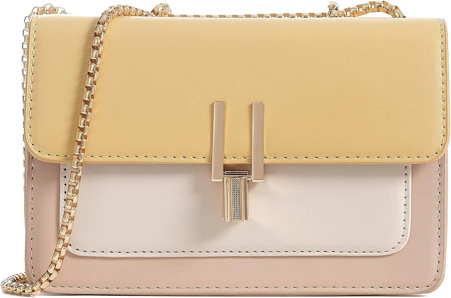 Color-Block Crossbody Bags for Women Leather Cross Body Purses Cute Designer Handbags Shoulder Bag Medium Size