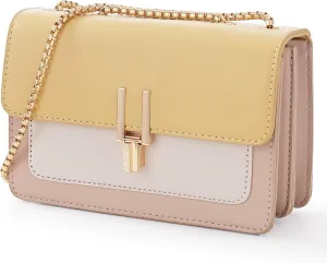 Color-Block Crossbody Bags for Women Leather Cross Body Purses Cute Designer Handbags Shoulder Bag Medium Size