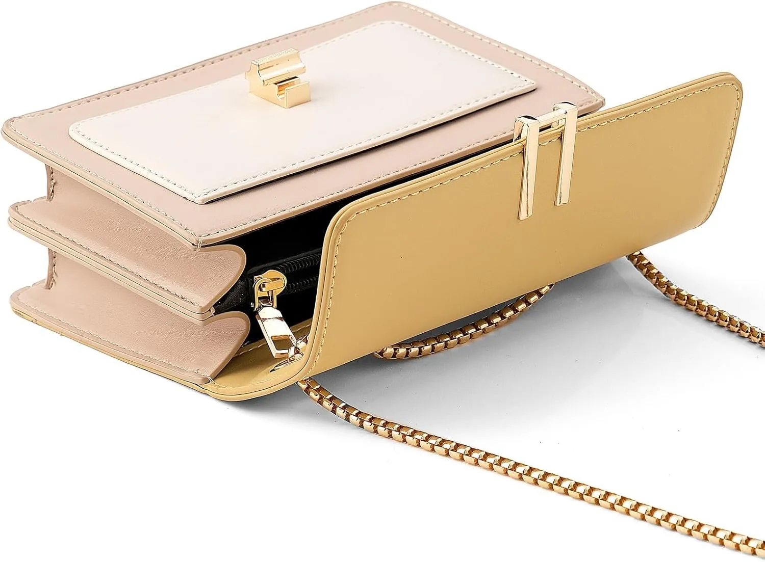 Color-Block Crossbody Bags for Women Leather Cross Body Purses Cute Designer Handbags Shoulder Bag Medium Size