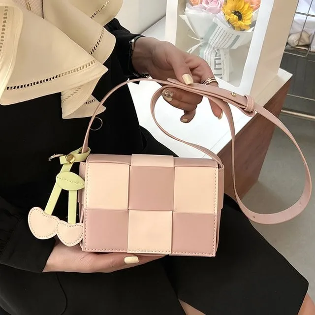 Color Block Knit Crossbody Bag