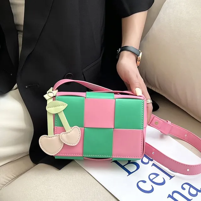Color Block Knit Crossbody Bag