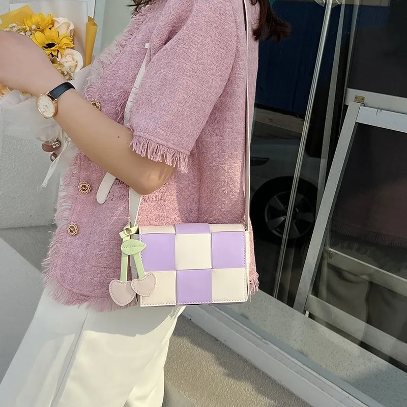 Color Block Knit Crossbody Bag