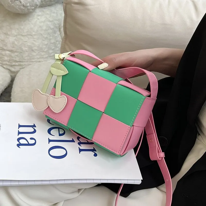 Color Block Knit Crossbody Bag