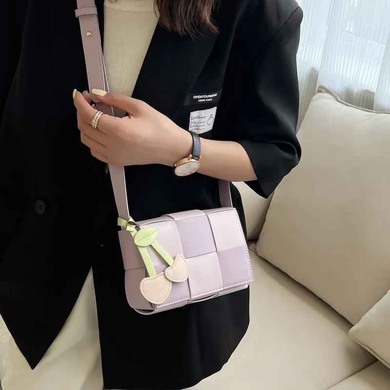 Color Block Knit Crossbody Bag
