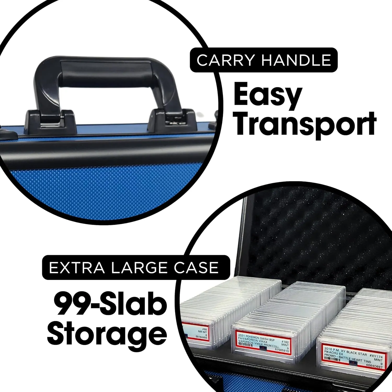 Compact Metal Slab Case – Holds 99 Graded Sports and Trading Cards – Durable Aluminum Storage Box for PSA, BGS, CGC Slabs – XL-99 Blue