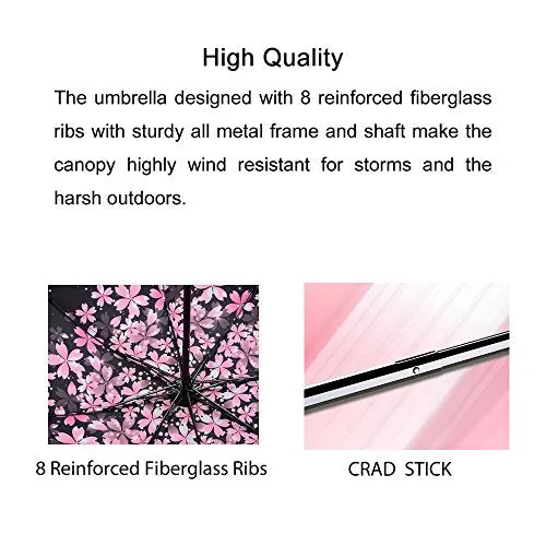 Compact Travel Umbrella,Windproof Waterproof Stick Umbrella Anti-UV Protection Golf Umbrellas (Orchid)