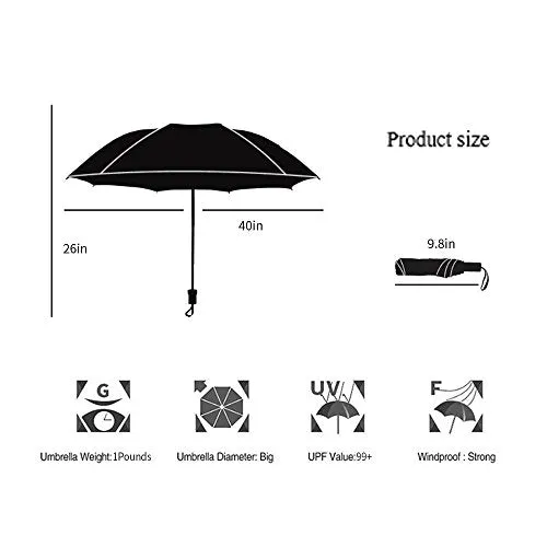 Compact Travel Umbrella,Windproof Waterproof Stick Umbrella Anti-UV Protection Golf Umbrellas (Orchid)