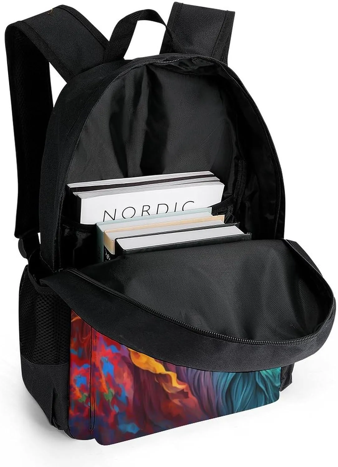 Cool Lion In The Universe Surreal Style Splatter Art Daypack Polyester Anti-Theft Multipurpose Bookbag Big Capacity Gym Outdoor Hiking Backpack With Adjustable Shoulder Straps