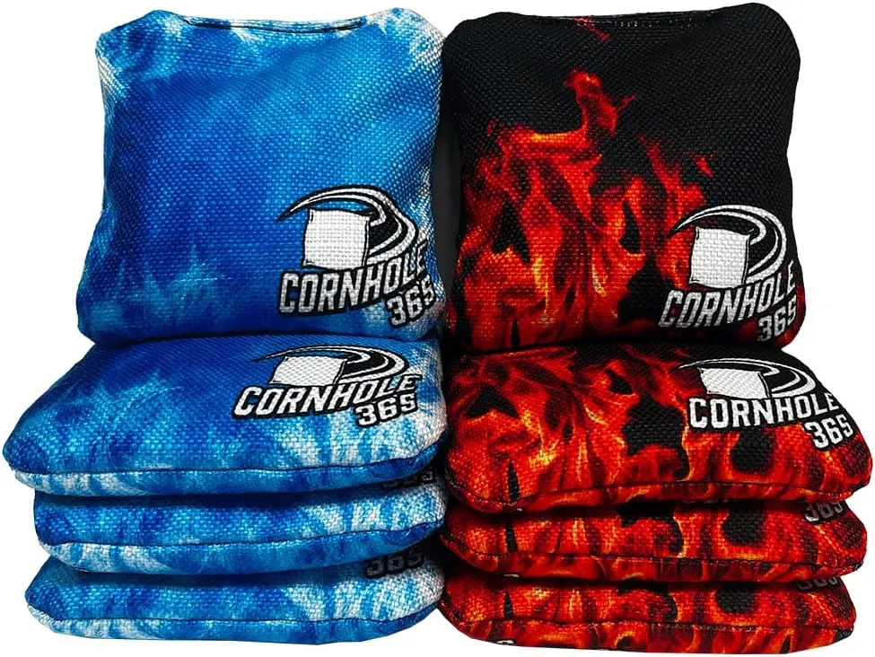 Cornhole365 Themed Cornhole Bag - All-Weather, Heavy-Duty & Durable Polyester Fabric, Resin Filling, Double-Stitched Duck Cloth - Professional Cornhole Bean Bags for Indoor & Outdoor Use - Set of 8