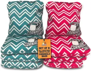 Cornhole365 Themed Cornhole Bag - All-Weather, Heavy-Duty & Durable Polyester Fabric, Resin Filling, Double-Stitched Duck Cloth - Professional Cornhole Bean Bags for Indoor & Outdoor Use - Set of 8
