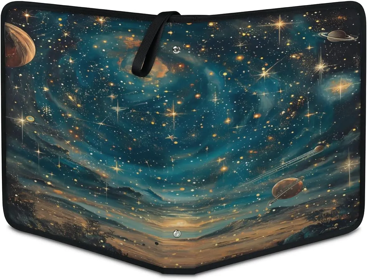 Cosmic Sky 3 Ring Trading Zipper Binder Strap, Trading Card Binder 9 Pocket, 900 Pockets Card Holder with 50 Removable Sleeves for Game Cards