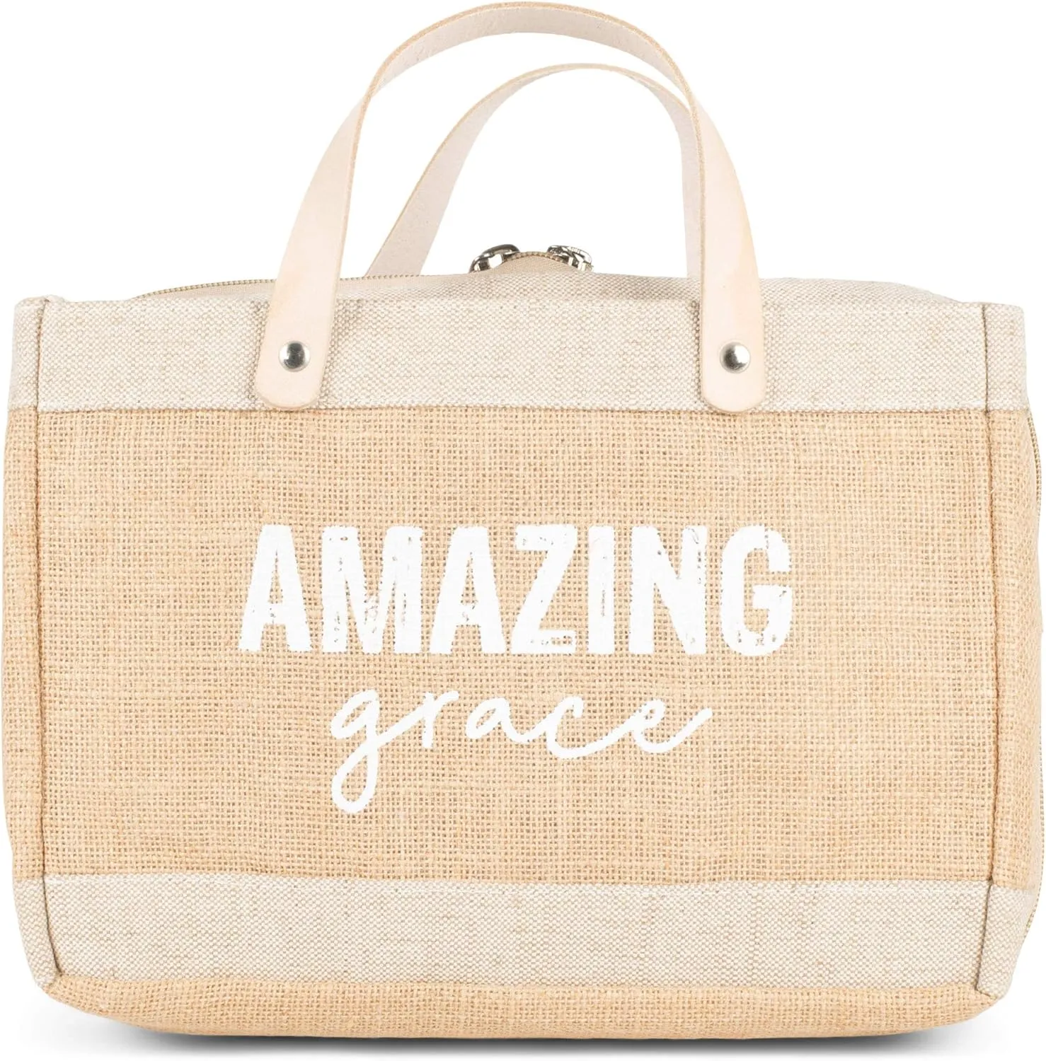 Creative Brands G1338 Faithworks - Farmers Market Jute & Canvas Tote-Style Bible Cover, 11 x 8-Inch, Amazing Grace