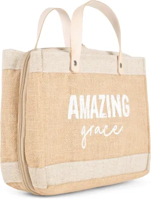 Creative Brands G1338 Faithworks - Farmers Market Jute & Canvas Tote-Style Bible Cover, 11 x 8-Inch, Amazing Grace