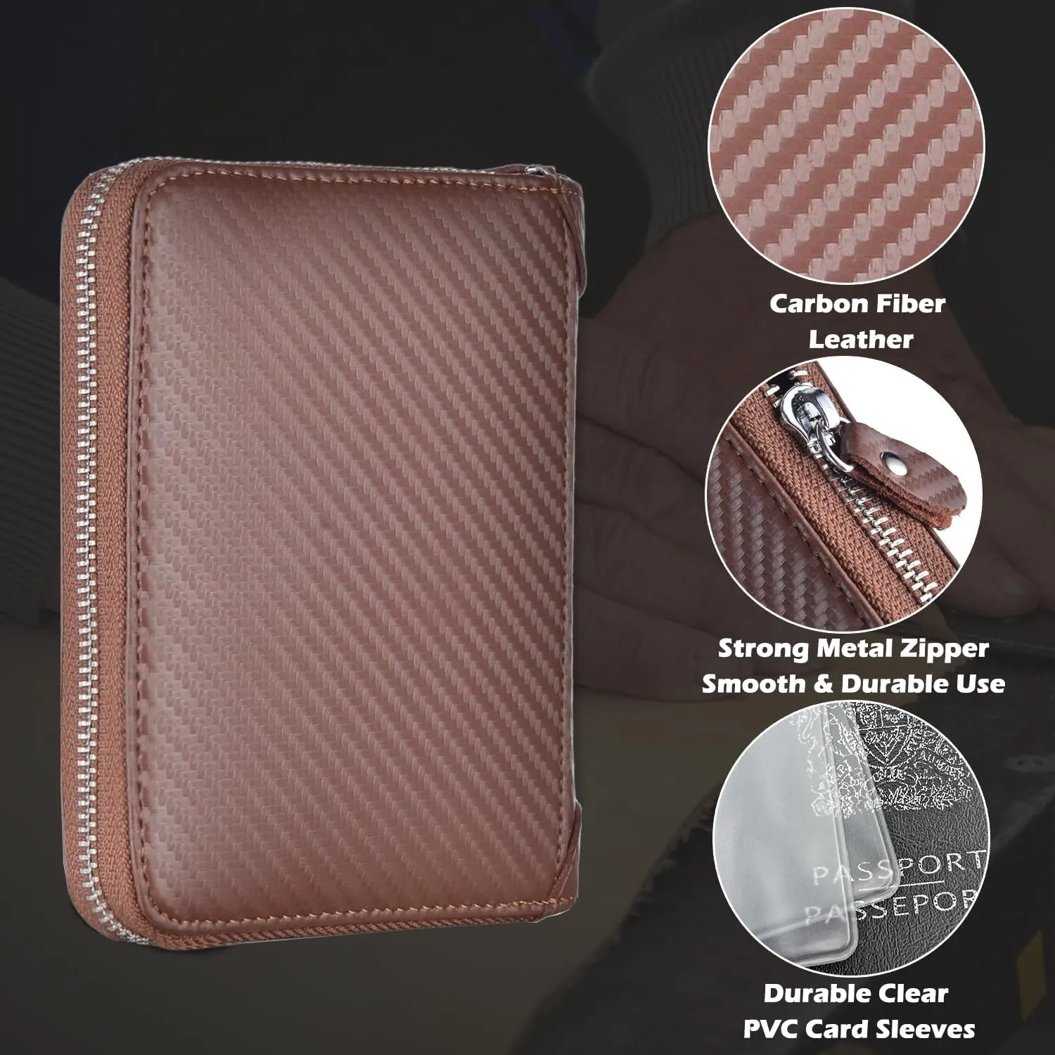 Credit Card Holder Wallet Large Leather Passport Case 42 Card Slots
