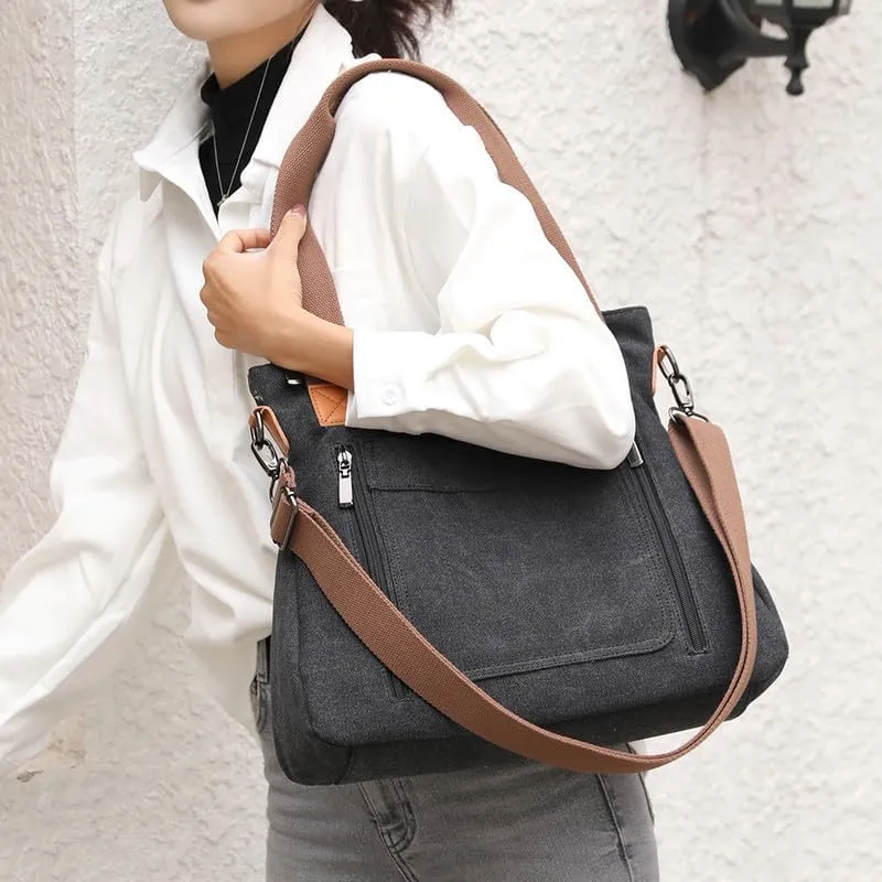 Crossbody Bags for Women Large Tote Bags Laptop Bag Canvas Professional Work Commuter Purse Travel Bag Shoulder Bag Black