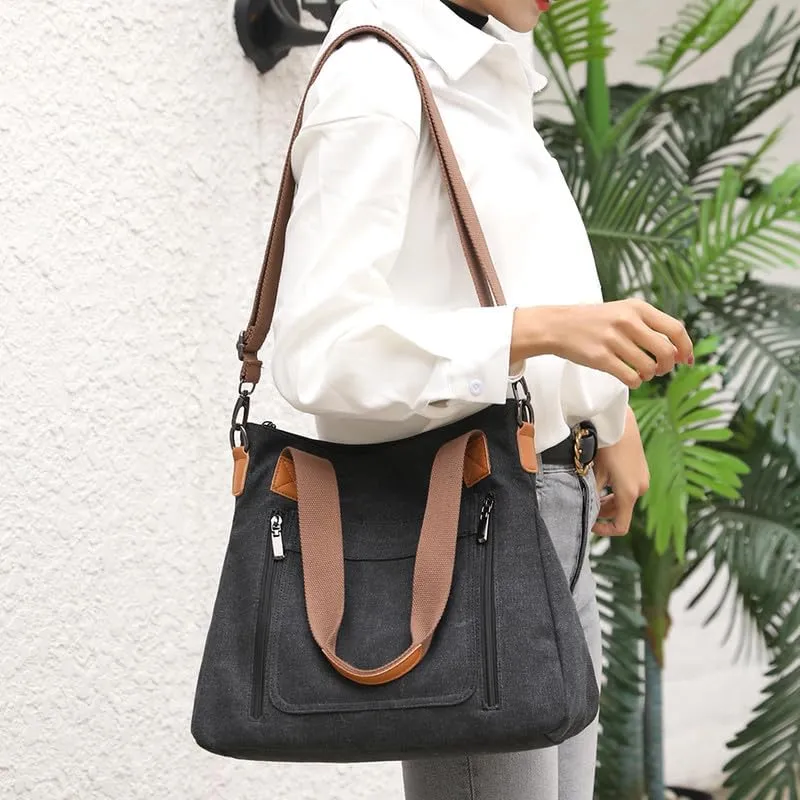 Crossbody Bags for Women Large Tote Bags Laptop Bag Canvas Professional Work Commuter Purse Travel Bag Shoulder Bag Black