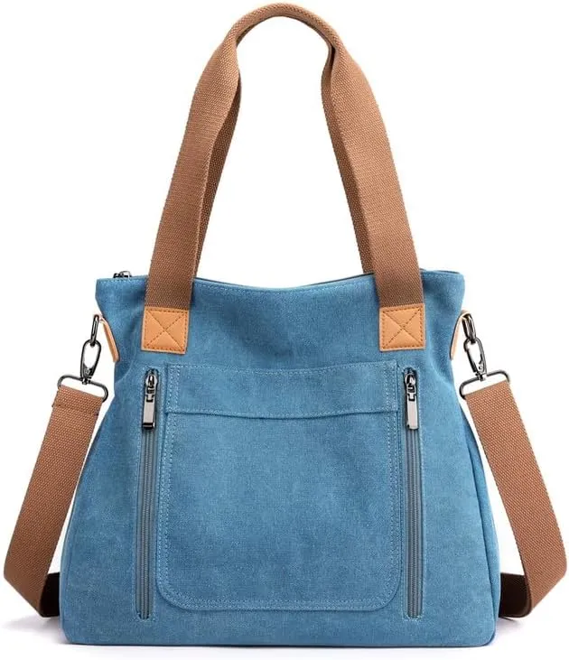 Crossbody Bags for Women Large Tote Bags Laptop Bag Canvas Professional Work Commuter Purse Travel Bag Shoulder Bag Blue