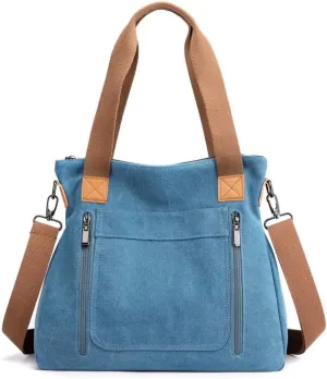 Crossbody Bags for Women Large Tote Bags Laptop Bag Canvas Professional Work Commuter Purse Travel Bag Shoulder Bag Blue