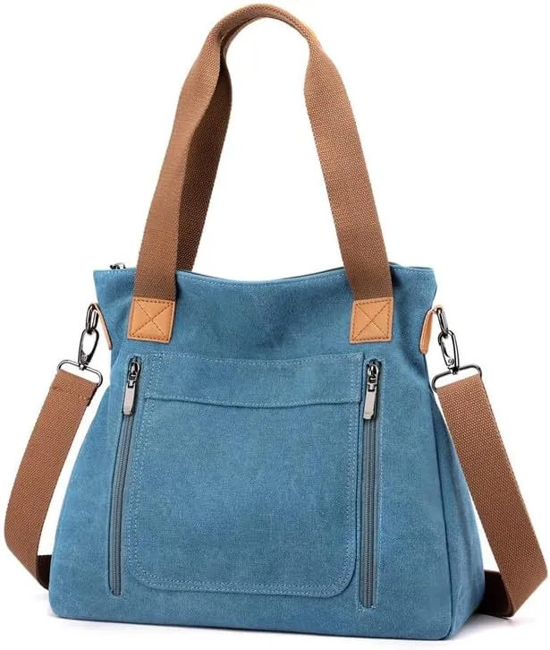 Crossbody Bags for Women Large Tote Bags Laptop Bag Canvas Professional Work Commuter Purse Travel Bag Shoulder Bag Blue