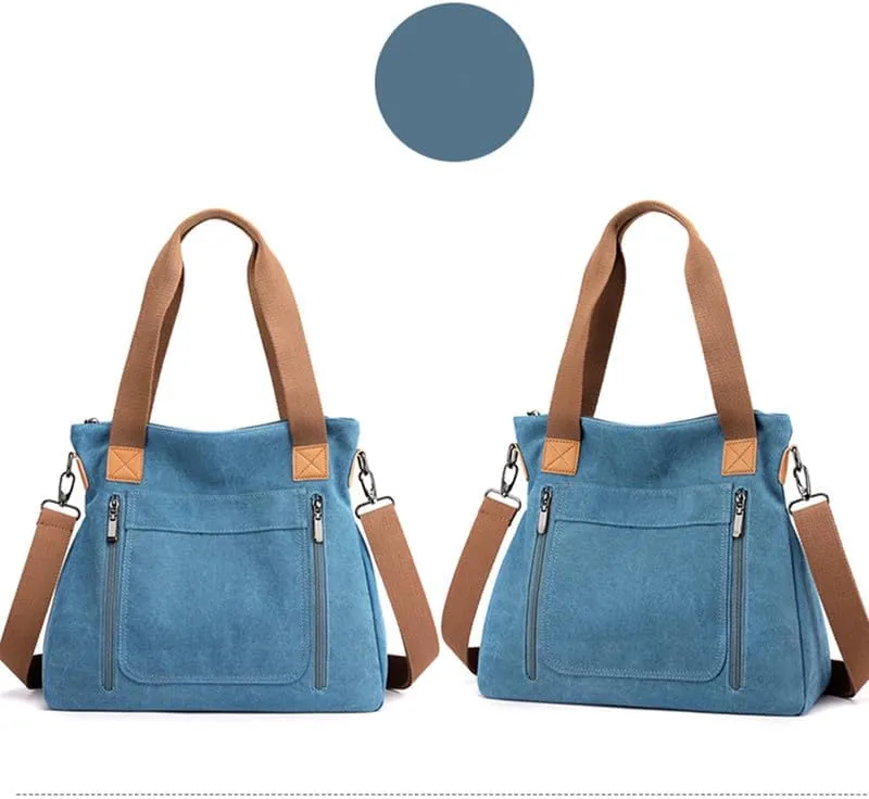 Crossbody Bags for Women Large Tote Bags Laptop Bag Canvas Professional Work Commuter Purse Travel Bag Shoulder Bag Blue