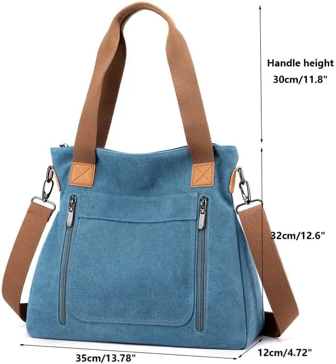 Crossbody Bags for Women Large Tote Bags Laptop Bag Canvas Professional Work Commuter Purse Travel Bag Shoulder Bag Blue
