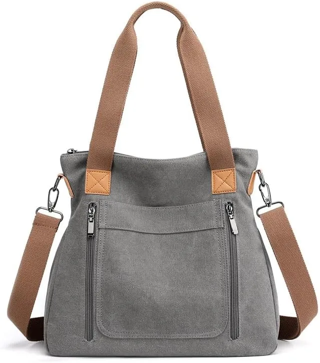 Crossbody Bags for Women Large Tote Bags Laptop Bag Canvas Professional Work Commuter Purse Travel Bag Shoulder Bag Grey