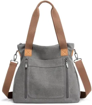 Crossbody Bags for Women Large Tote Bags Laptop Bag Canvas Professional Work Commuter Purse Travel Bag Shoulder Bag Grey