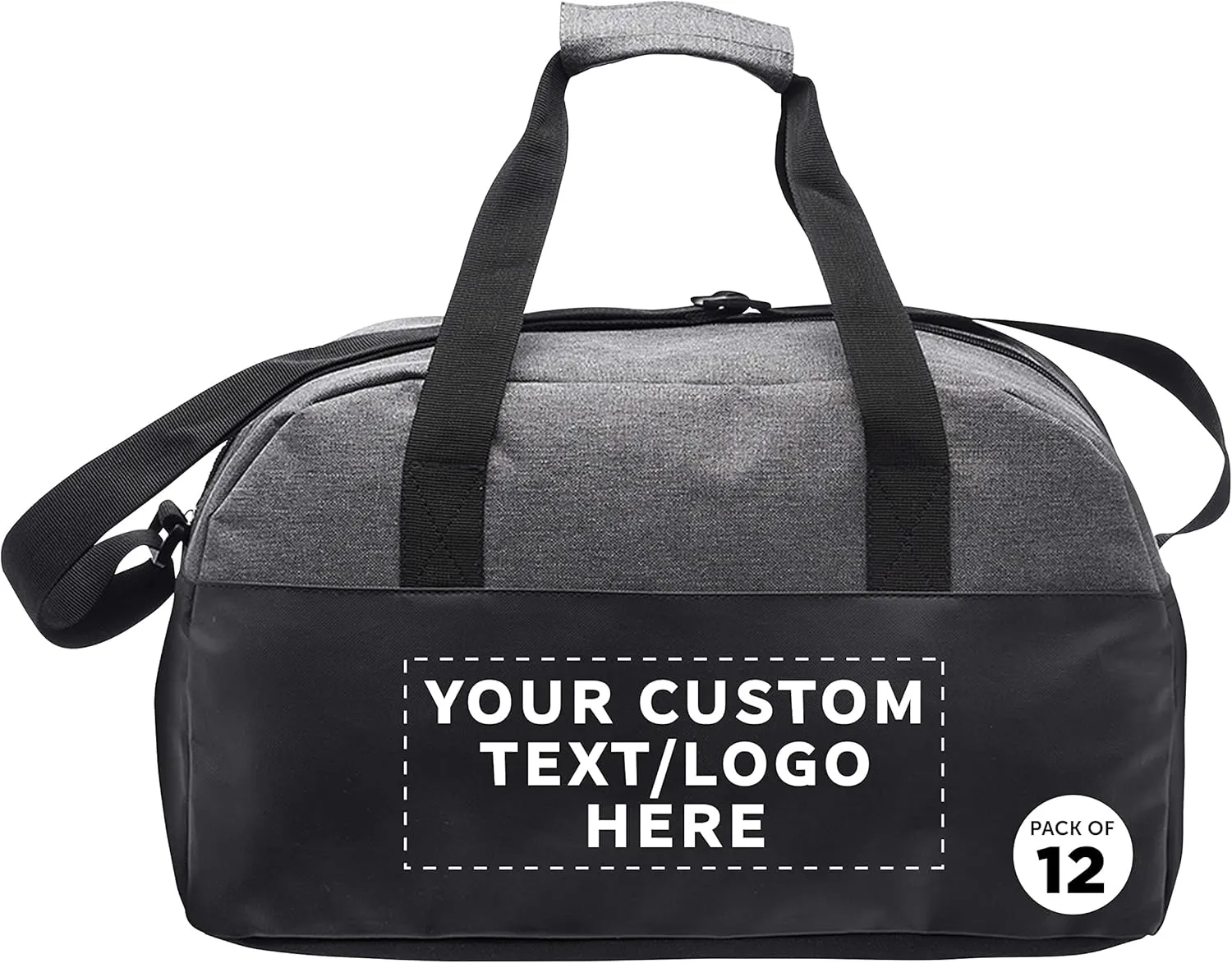 Custom Executive Two-Tone Duffel Bags Set of 12, Personalized Bulk Pack - Great for Everyday Use, Perfect for Business Travels, Executives Trips and More - Grey