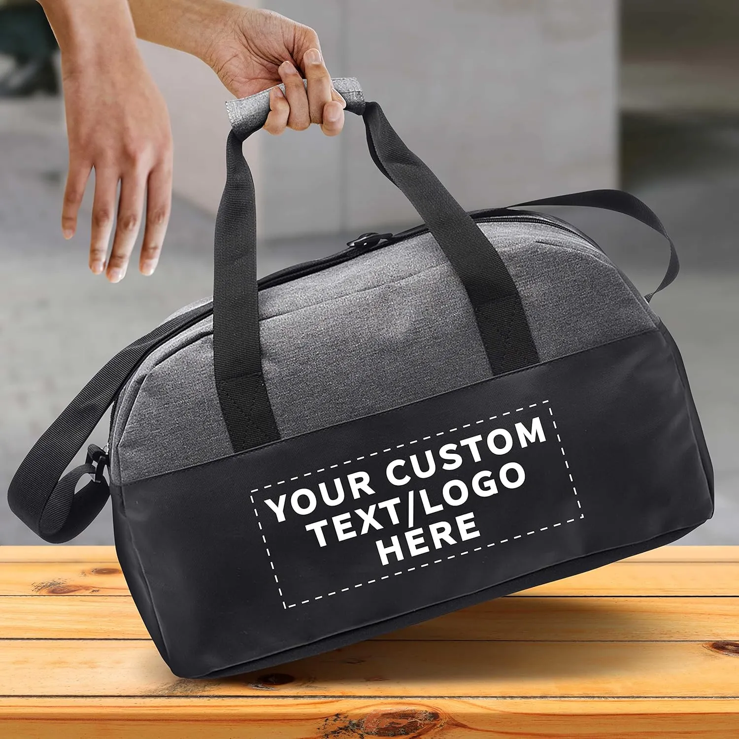 Custom Executive Two-Tone Duffel Bags Set of 12, Personalized Bulk Pack - Great for Everyday Use, Perfect for Business Travels, Executives Trips and More - Grey