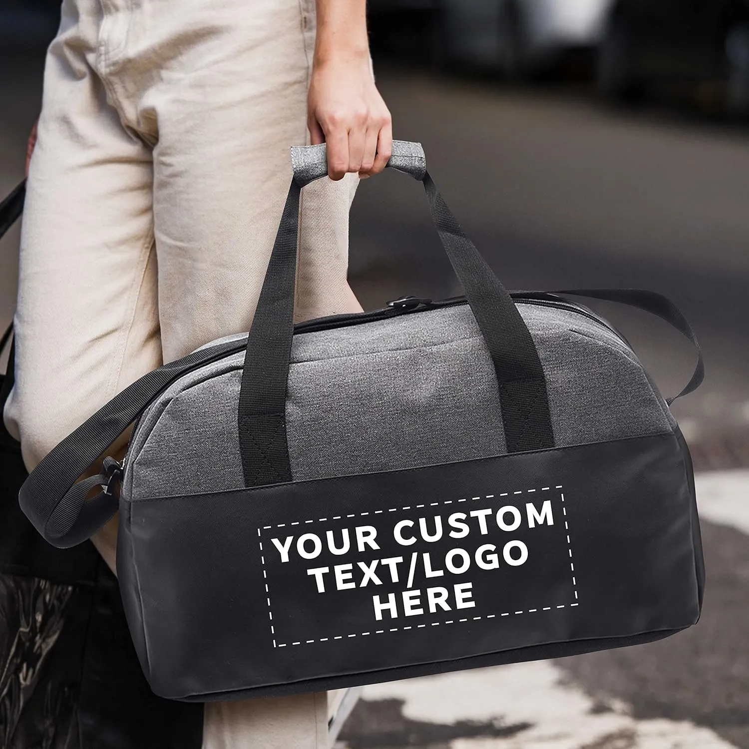 Custom Executive Two-Tone Duffel Bags Set of 12, Personalized Bulk Pack - Great for Everyday Use, Perfect for Business Travels, Executives Trips and More - Grey