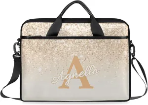 Custom Glitter Capital Laptop-Bags, Personalized Name Computer Bags Laptop Case for Business Work, 15 Inch