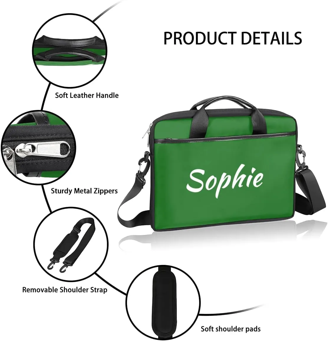 Custom Laptop Bag with Name Personalized Shoulder Bag Lightweight Computer Bag Messenger Bags with Handle