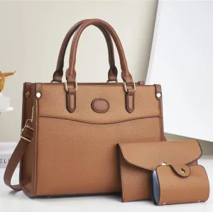 Custom Set of 3 Ladies PU Brief case Waterproof Business Bag Office Work Document Handbag Women Shoulder Laptop Bag