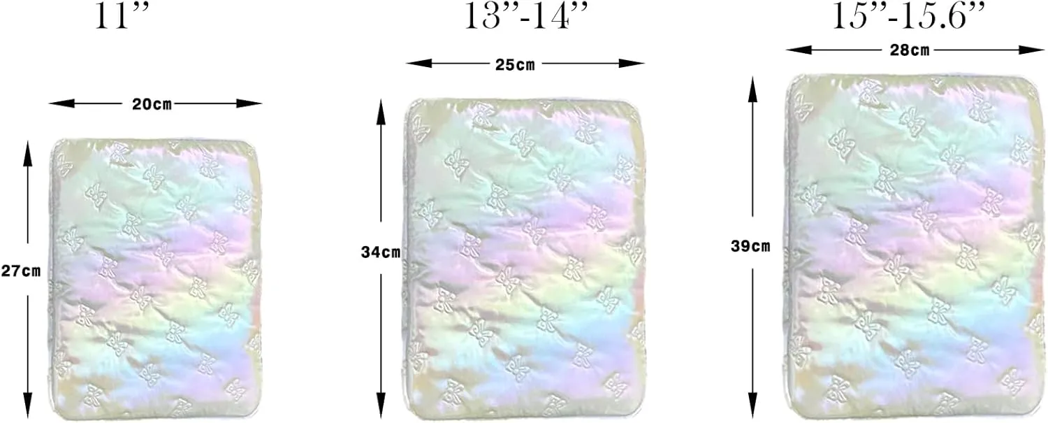 Cute Bow Laptop Sleeve for Women/Girl, Kawaii Heart Laptop Carrying Case Computer Bag Compatible with MacBook HP Dell ASUS Lenovo (Sliver Heart, 11 inch)
