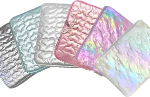 Cute Bow Laptop Sleeve for Women/Girl, Kawaii Heart Laptop Carrying Case Computer Bag Compatible with MacBook HP Dell ASUS Lenovo (Sliver Heart, 11 inch)